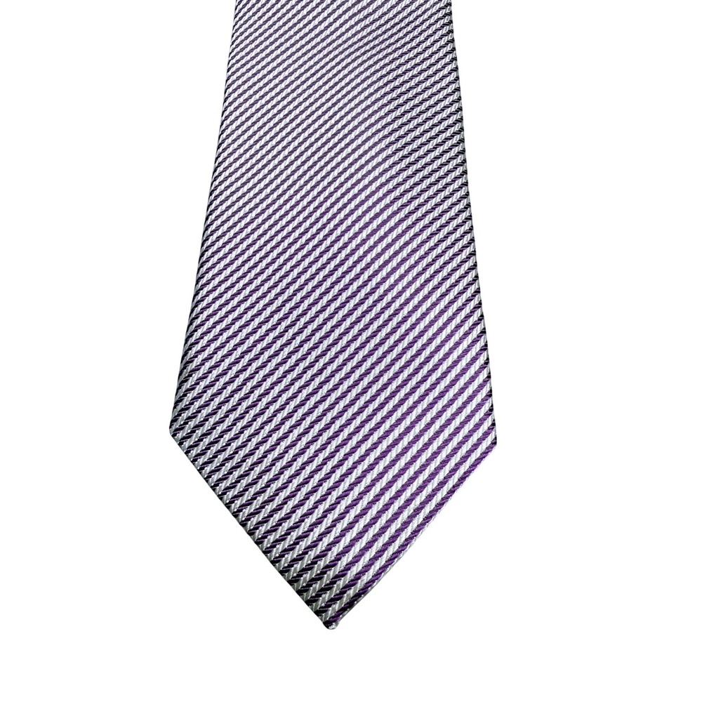 Astor & Black‎ Necktie Mens OS Purple White Excellent Striped Silk Tie
